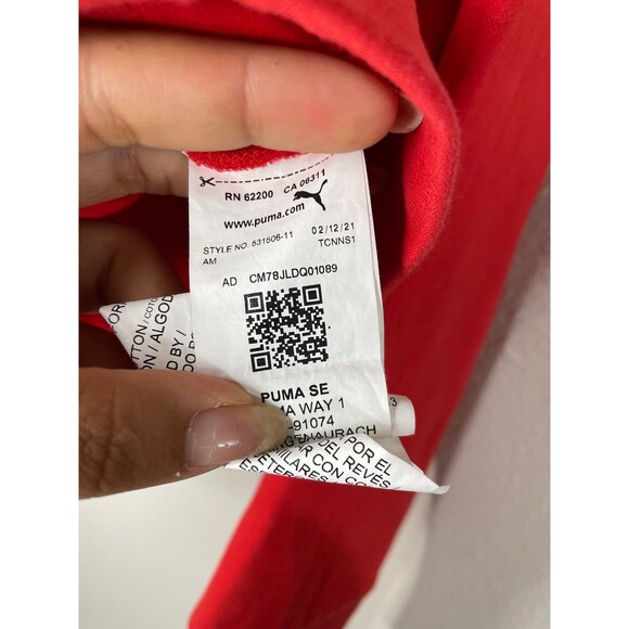 PUMA Tech Full Zip Hoodie - Red Size L - Picture 8 of 8
